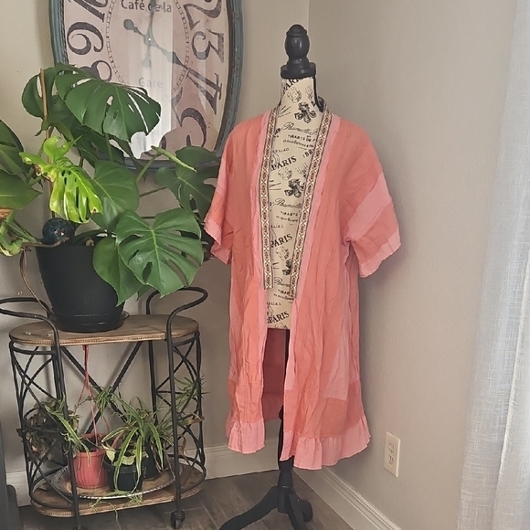 Gigio Tops - Pink Kimono Cardigan Size Small